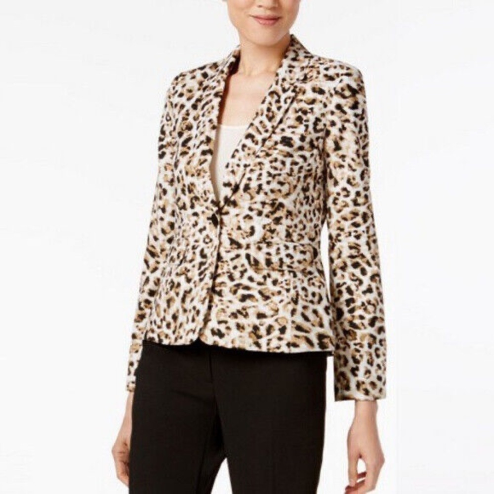 Calvin Klein Leopard Animal Print Blazer Career size 4